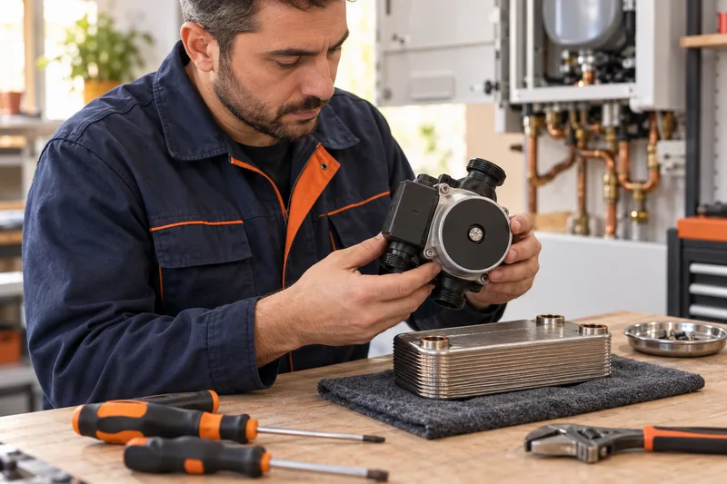 Kombi eşanjör ve pompa servisi kapsamında teknik çalışma